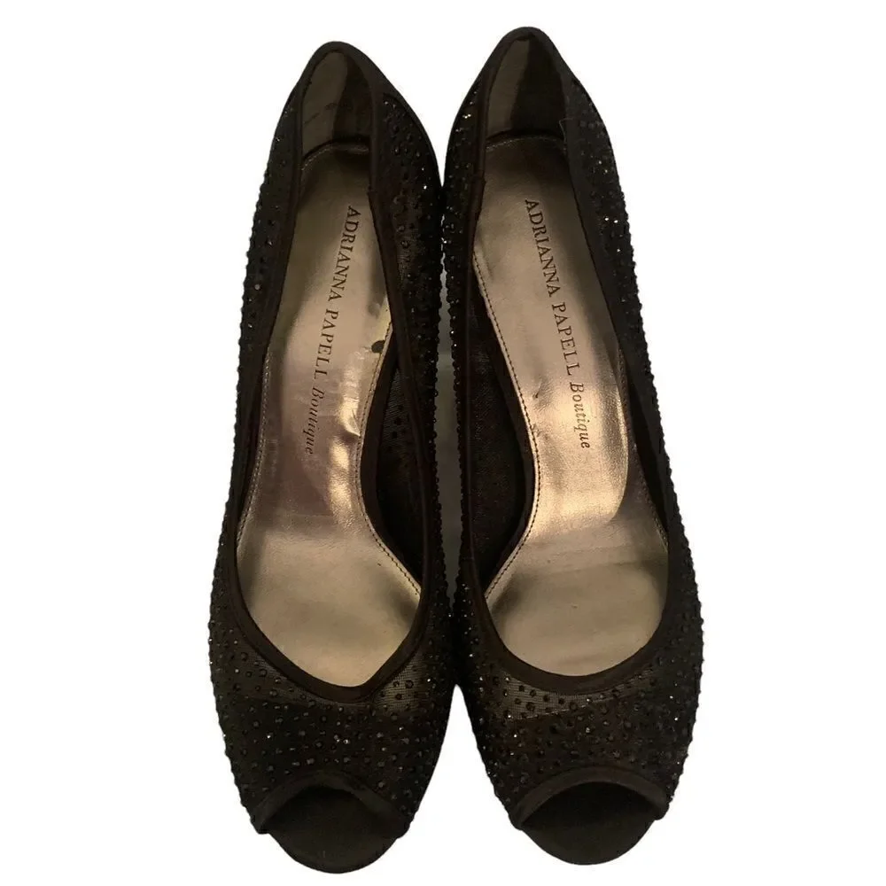 Adrianna‎ Papell Boutique Pumps Formal Wear Black Fiona Pumps, Size 8.5 EUC